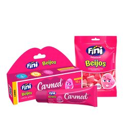 Kit Carmed Fini Beijos de Morango Bala + Hidratante Labial Efeito Gloss 10g Cimed