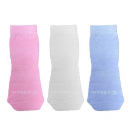 Meia Cano Longo Infantil Menina Rosa, Azul e Branco Cotton