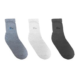 Kit Meia Cano Longo Juvenil Preto, Cinza e Branco com 3 Unidades Cotton