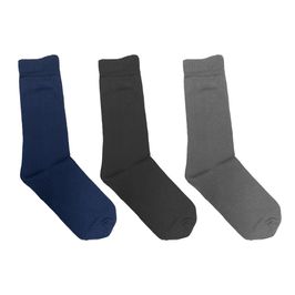 Kit Meia Casual Masculina Azul, Cinza e Preto com 3 Unidades Cotton