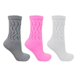 Kit Meia Aeróbica Fitness Rosa, Branco e Cinza com 3 Unidades Cotton