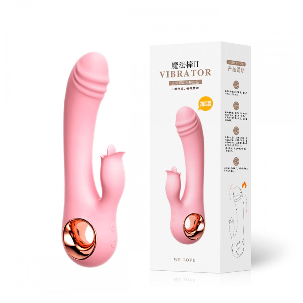 Vibrador Ponto G com Estimulador de Clitóris Língua com 10 Modos de Vibração e Aquecimento Vip Mix