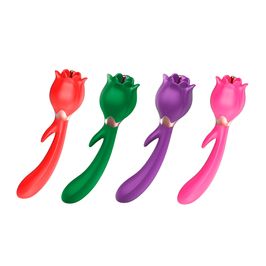 Vibrador em Formato de Rosa e Estimulador de Clitoris 10 Modos de Vibração e 3 Rotações Vip Mix