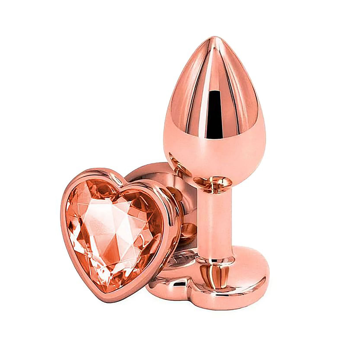 Plug Anal Rose Tamanho G em Formato de Coração com Pedra Sexy Import Plug Anal Rose Tamanho G em Formato de Coração com Pedra Sexy Import