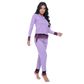 Pijama Manga Longa Canelado com Detalhes em Renda Hot Love