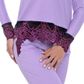 Pijama Manga Longa Canelado com Detalhes em Renda Hot Love