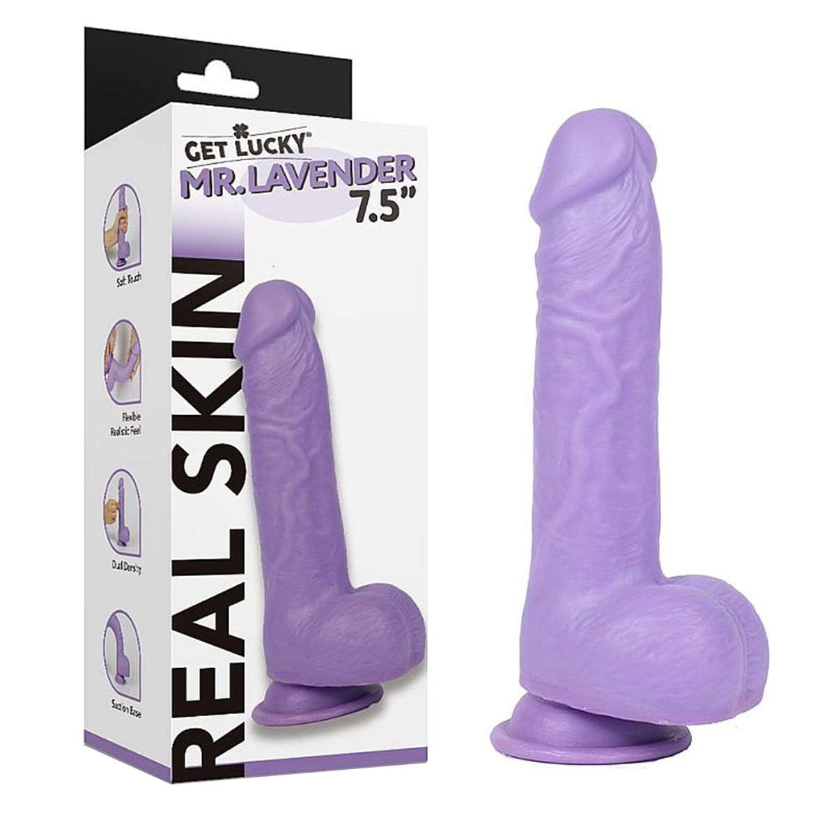 Mr. Lavander Prótese Peniana Colorida com Escroto e Ventosa 19 x 3,9 cm Sexy Import