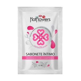 Sabonete Íntimo Morango com Champanhe sachê 8ml Hot Flowers - 10 Por Cliente