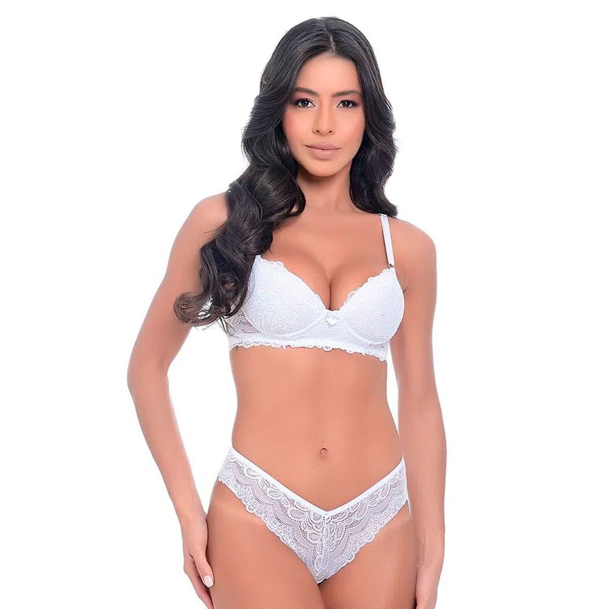 Conjunto Fio Duplo Rendado com Bojo Jô Lingerie Conjunto Fio Duplo Rendado com Bojo Jô Lingerie