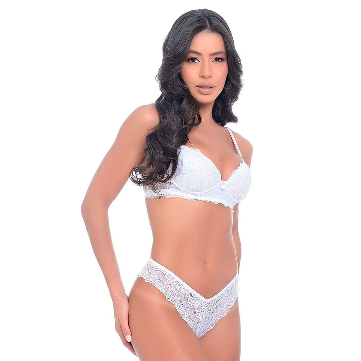 Conjunto Fio Duplo Rendado com Bojo Jô Lingerie