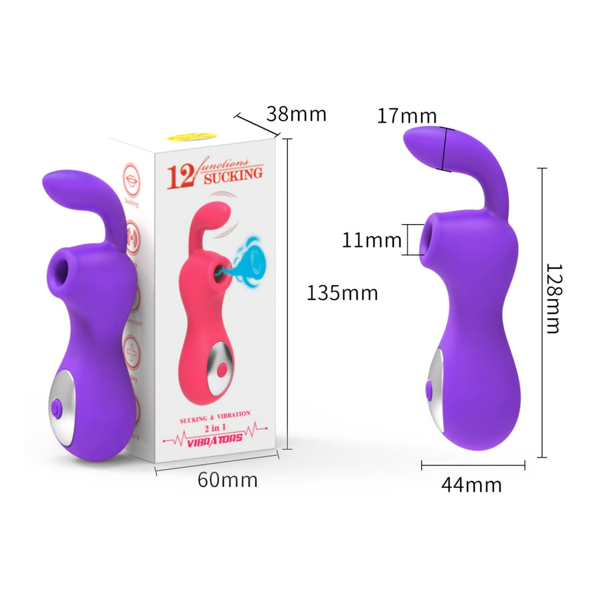 Vibrador Ponto G com Estimulador de Clitóris e 12 Modos de Vibração Vip Mix