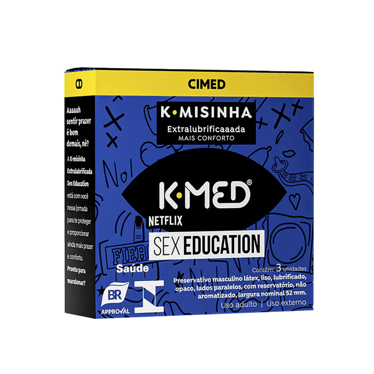 Preservativos K-Misinha Tradicional Sex Education com 3 Unidades Cimed