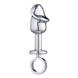Plug Anal Pênis Metalizado 8,2 x 2,86 cm com Dedal  Sexy Fantasy