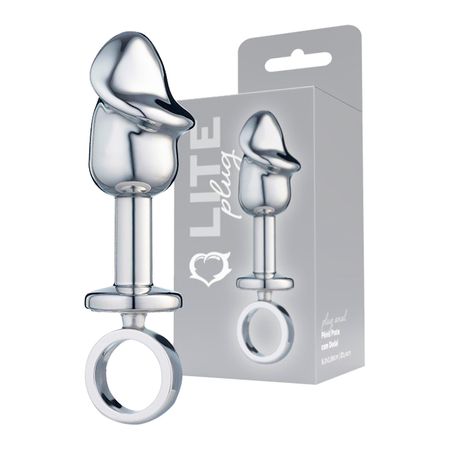Plug Anal Pênis Metalizado 8,2 x 2,86 cm com Dedal  Sexy Fantasy