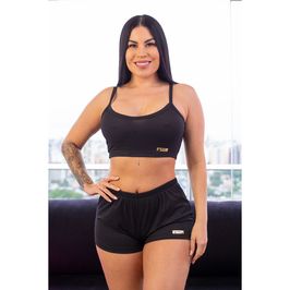 Pijama Shorts e Cropped Canelado Hot Love