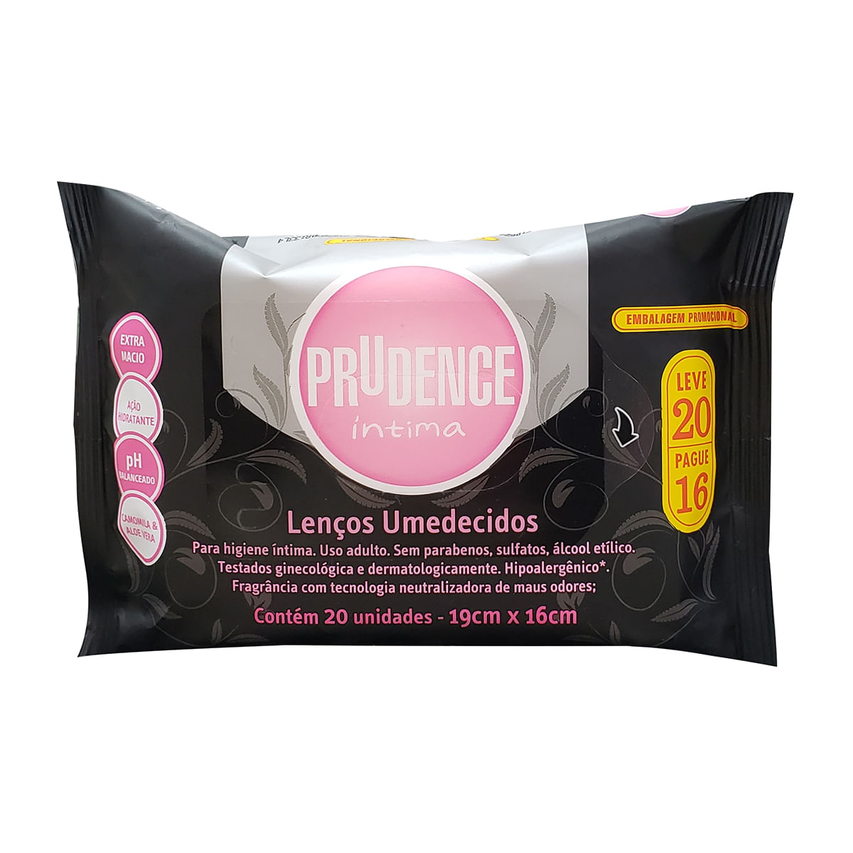 Lenços Umedecidos Íntimos Leve 20 Pague 16 unidades Prudence