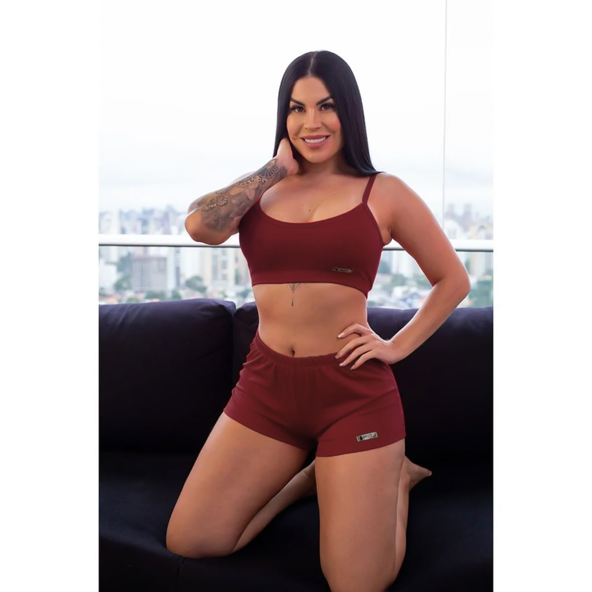 Pijama Shorts e Cropped Canelado Hot Love