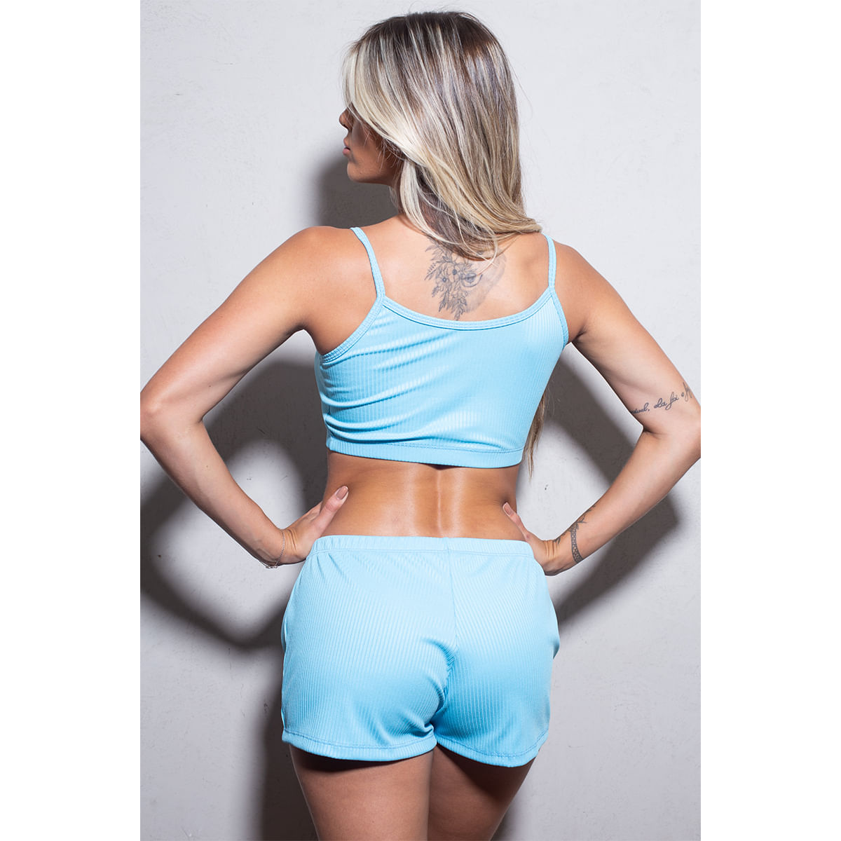 Pijama Shorts e Cropped Canelado Hot Love