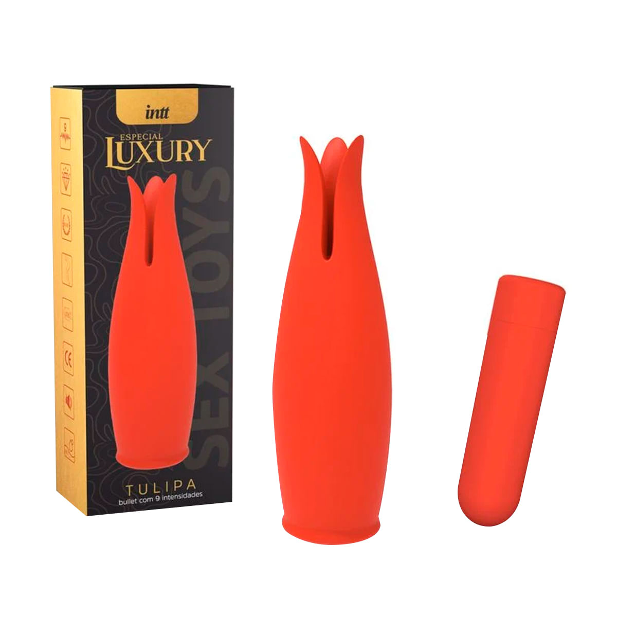 Tulipa Max Bullet com 9 Modos de Vibração Linha Luxury Intt Tulipa Max Bullet com 9 Modos de Vibração Linha Luxury Intt