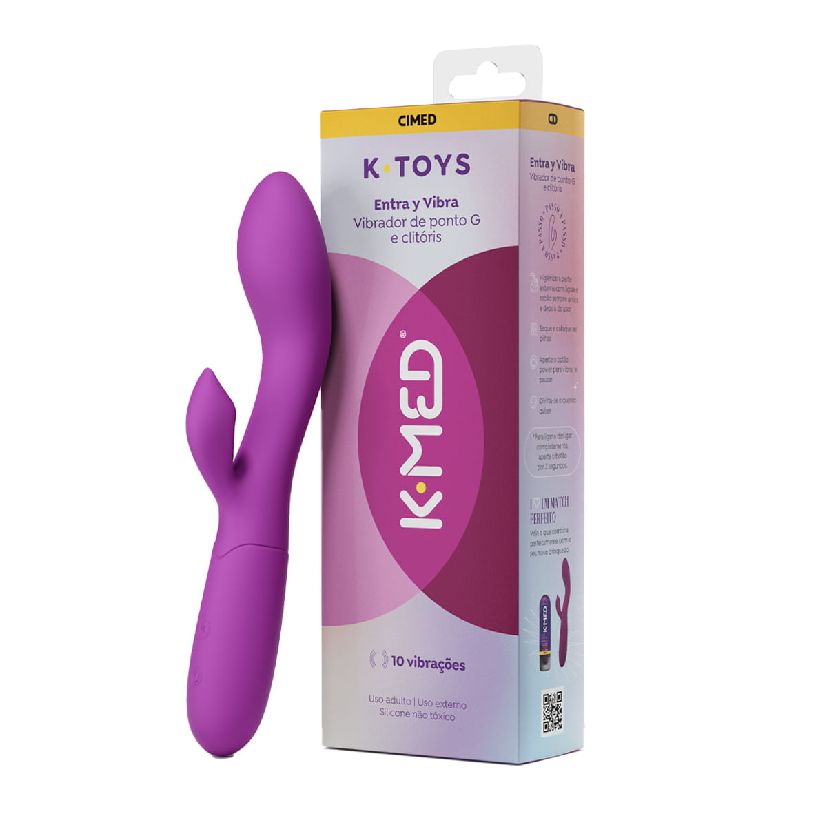 K-Toys Entra y Vibra Vibrador Ponto G e Clitóris com 10 Modos de Vibração Cimed