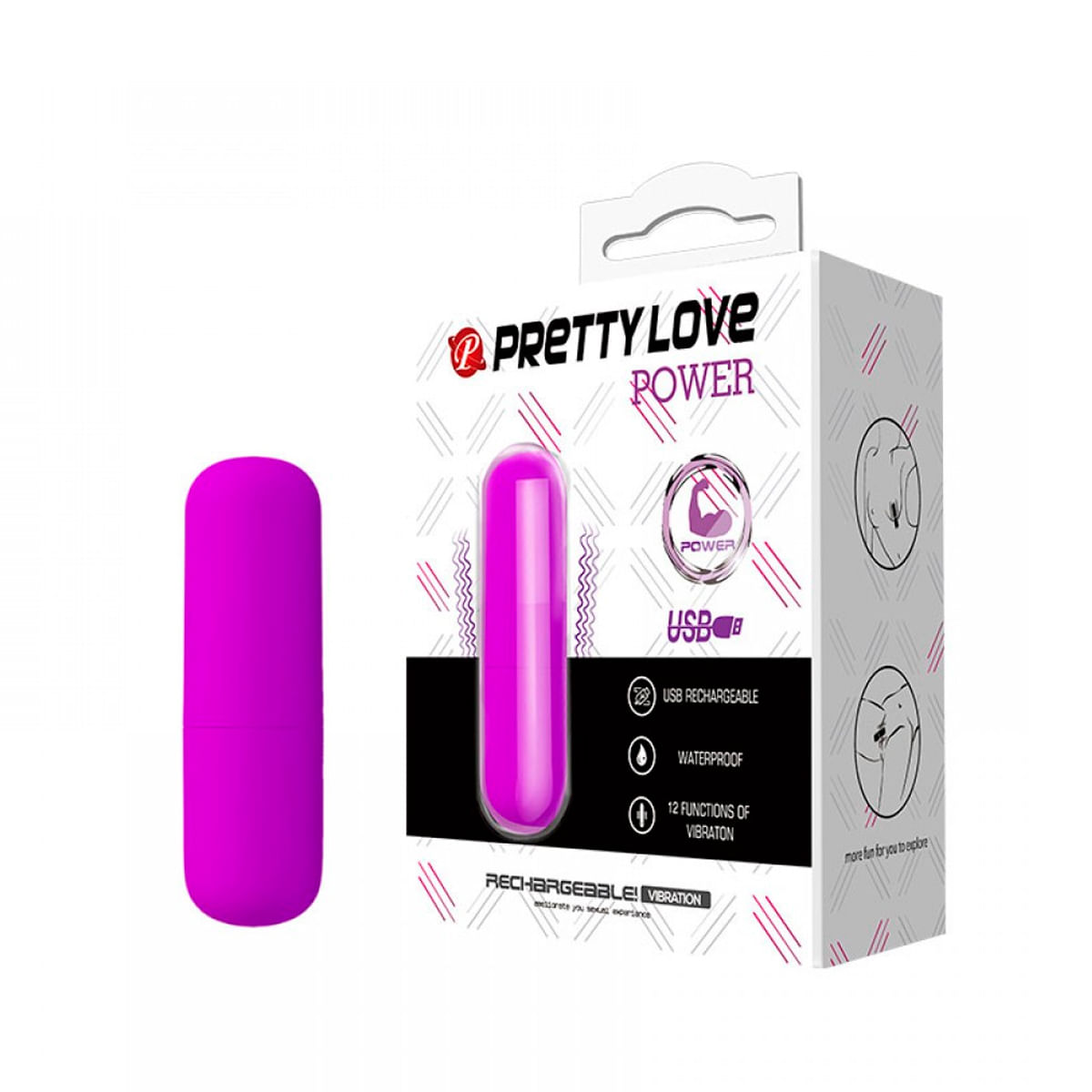 Cápsula Vibratória Recarregável com 12 Modos de Vibração Power Pretty Love