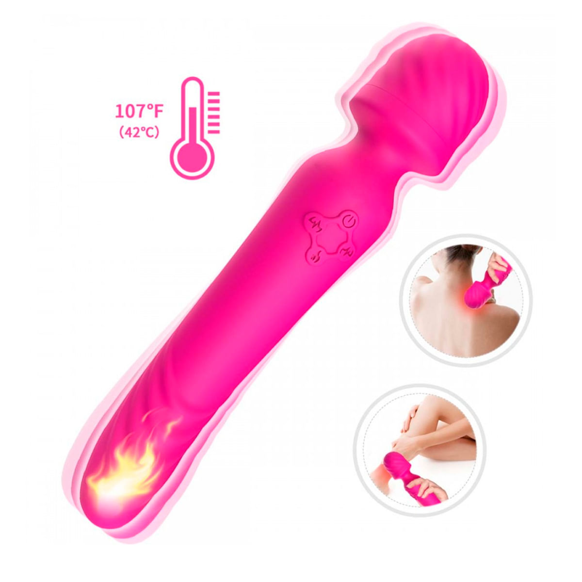 Vibrador Varinha Mágica Duplo com 9 Modos de Vibração e Aquecimento Vip Mix