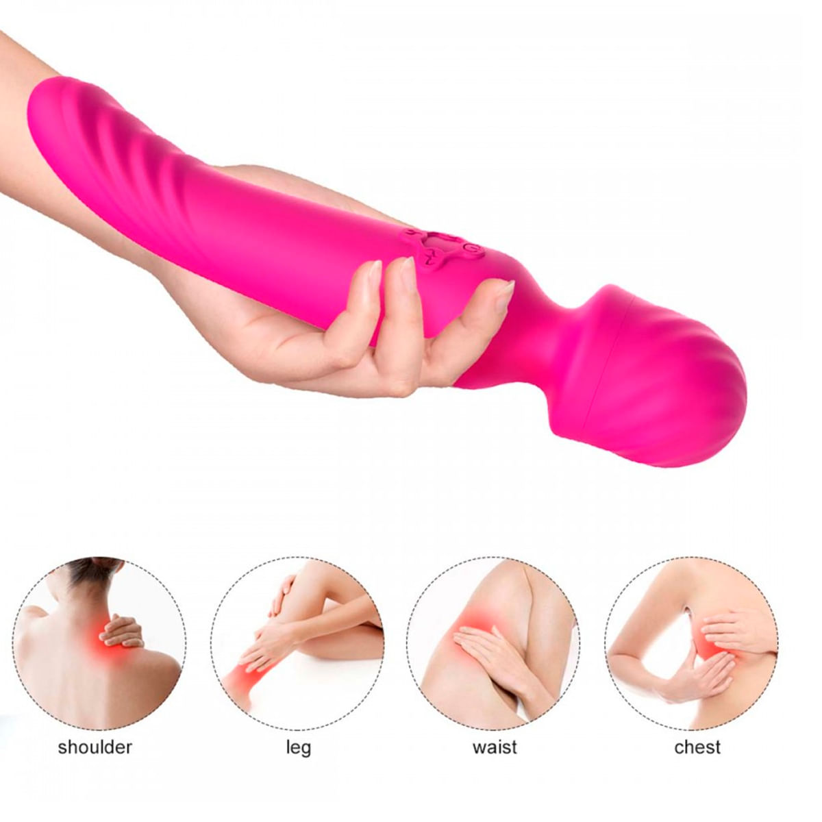 Vibrador Varinha Mágica Duplo com 9 Modos de Vibração e Aquecimento Vip Mix