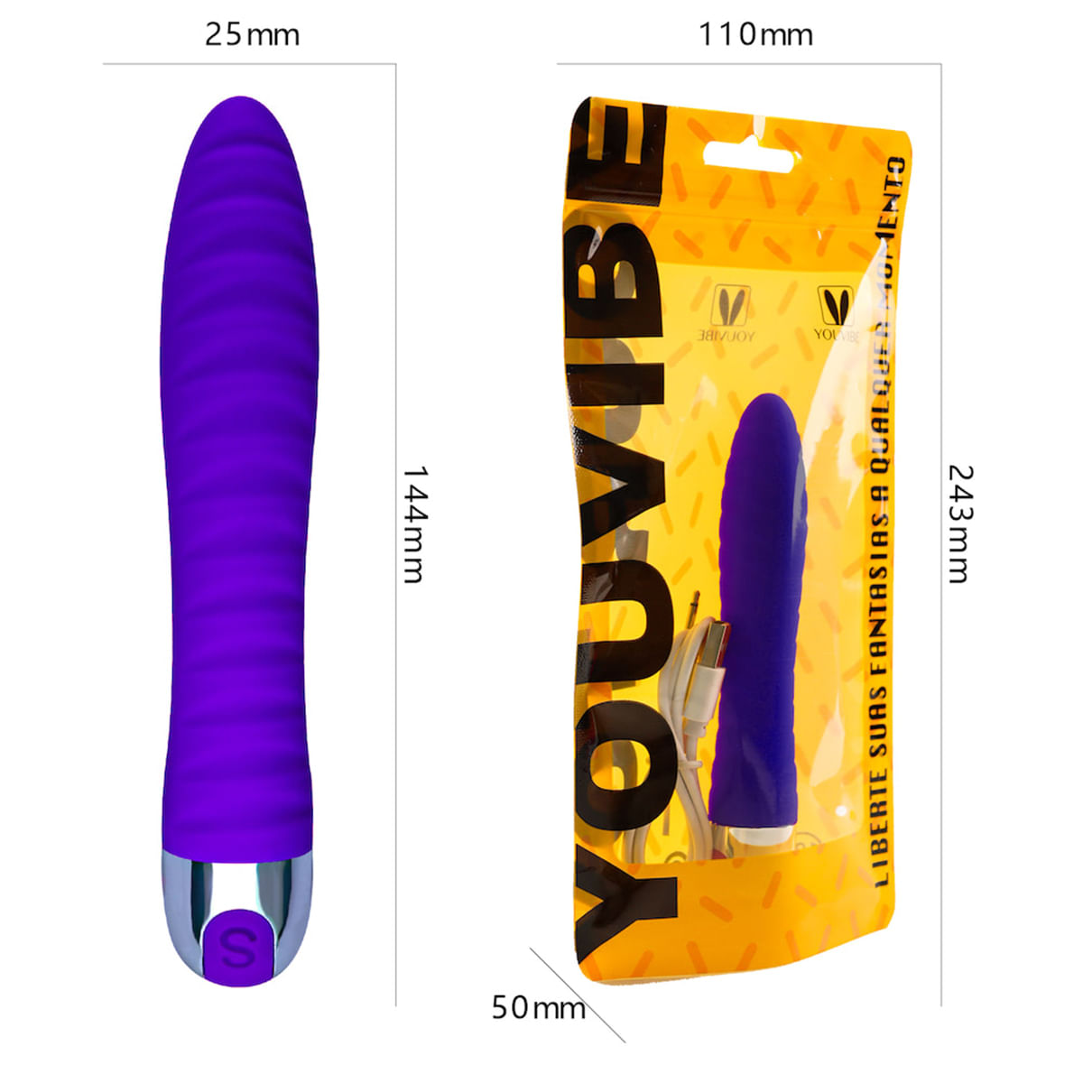 Youvibe Vibrador Personal Texturizado Recarregável com 10 Modos de Vibração Vip Mix