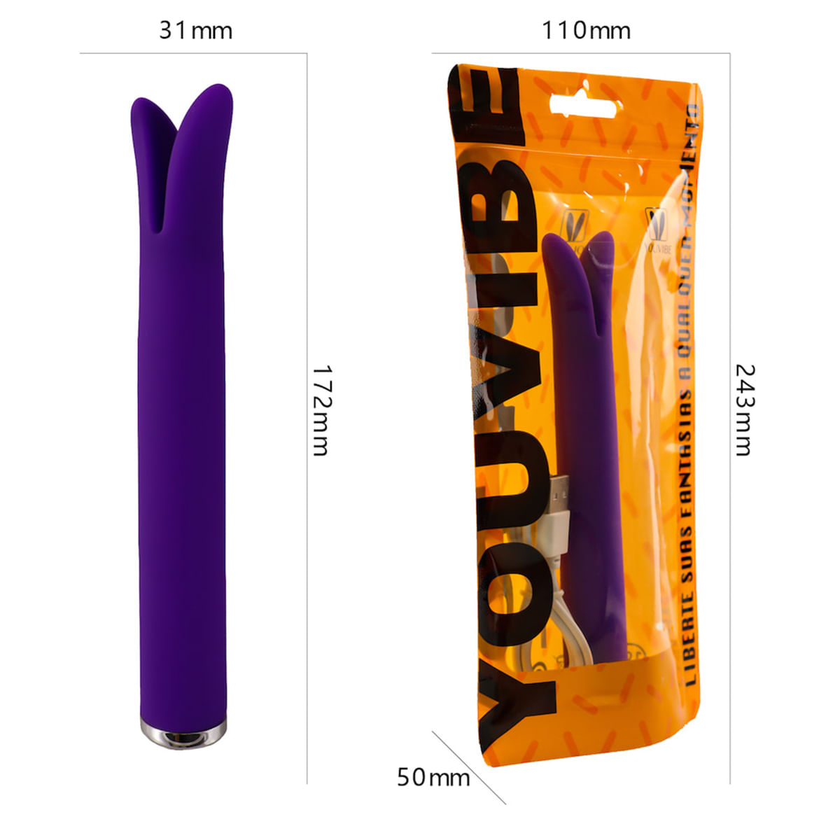 Youvibe Vibrador Personal Ponta Dupla com Vibração