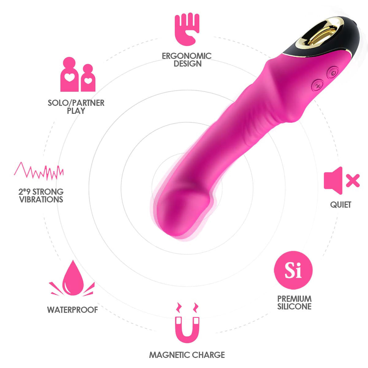 Vibrador Ponto G com 9 Modos de Vibração Vip Mix