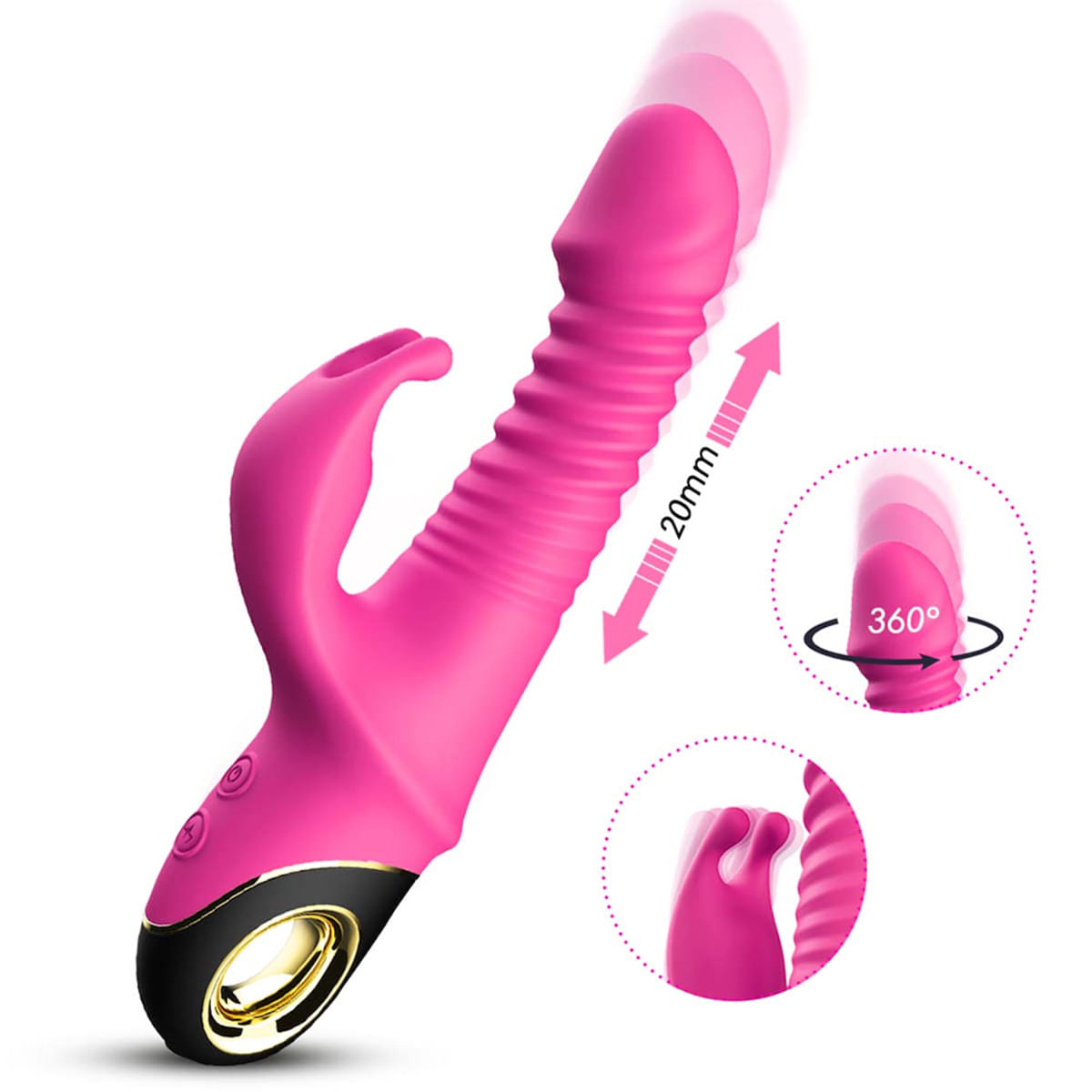 Vibrador Rabbit Vai e Vem com 5 Rotações e 9 Modos de Vibrações Vip Mix