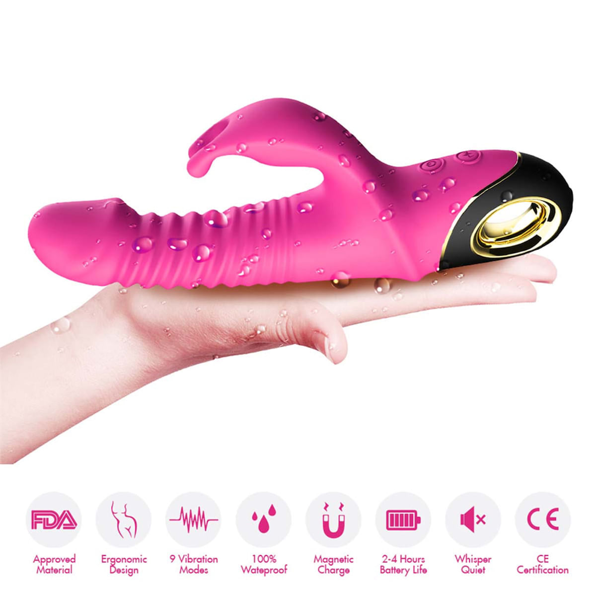 Vibrador Rabbit Vai e Vem com 5 Rotações e 9 Modos de Vibrações Vip Mix