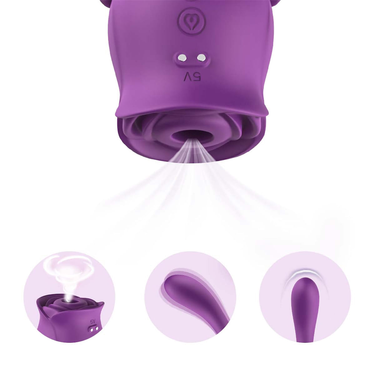 Vibrador Duplo Ponto G Formato de Rosa com 9 Modos de Vibração e 10 Modos de Pulsação Vip Mix