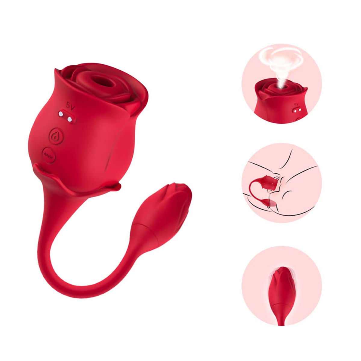 Vibrador Duplo Flexível em Formato de Rosa com 9 Modos de Vibração e 10 de Pulsação Vip Mix