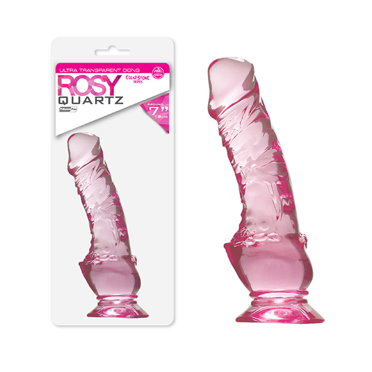 Rosy Quartz Pênis Translúcido 18cm Adão e Eva Toys