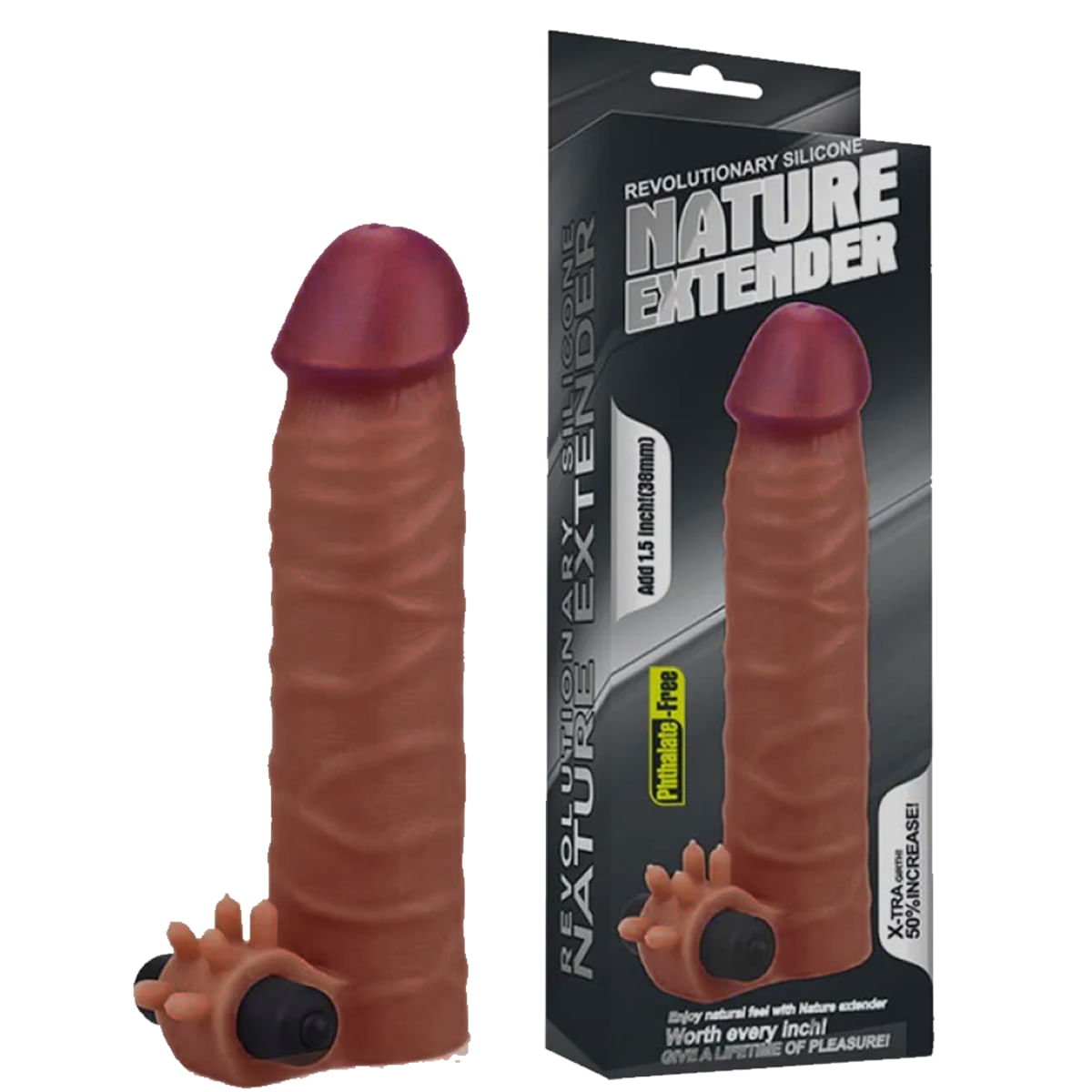 Nature Extender Capa Peniana Extensora com Estimulador Clitoriano e Vibro Vip Mix