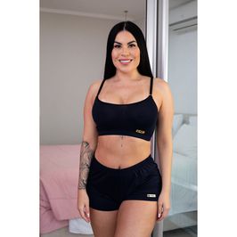 Pijama Shorts E Cropped Liso Hot Love