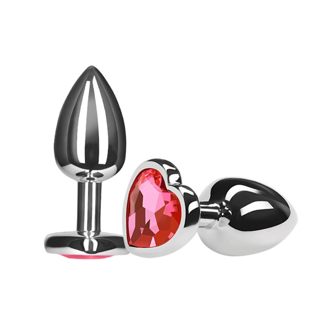 Plug Anal P em Aluminio Formato Coração com Pedra Colorida 3R Import Plug Anal P em Aluminio Formato Coração com Pedra Colorida 3R Import