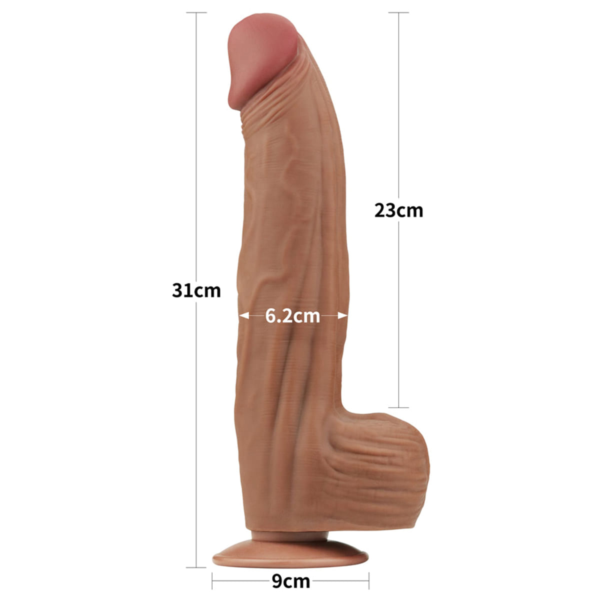 King Sized Sliding Skin Dual Layer Dong Pênis Realístico 31x6,2cm Vip Mix
