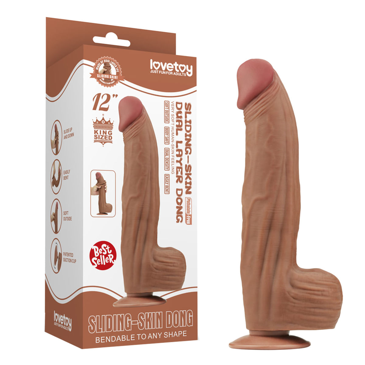 King Sized Sliding Skin Dual Layer Dong Pênis Realístico 31x6,2cm Vip Mix