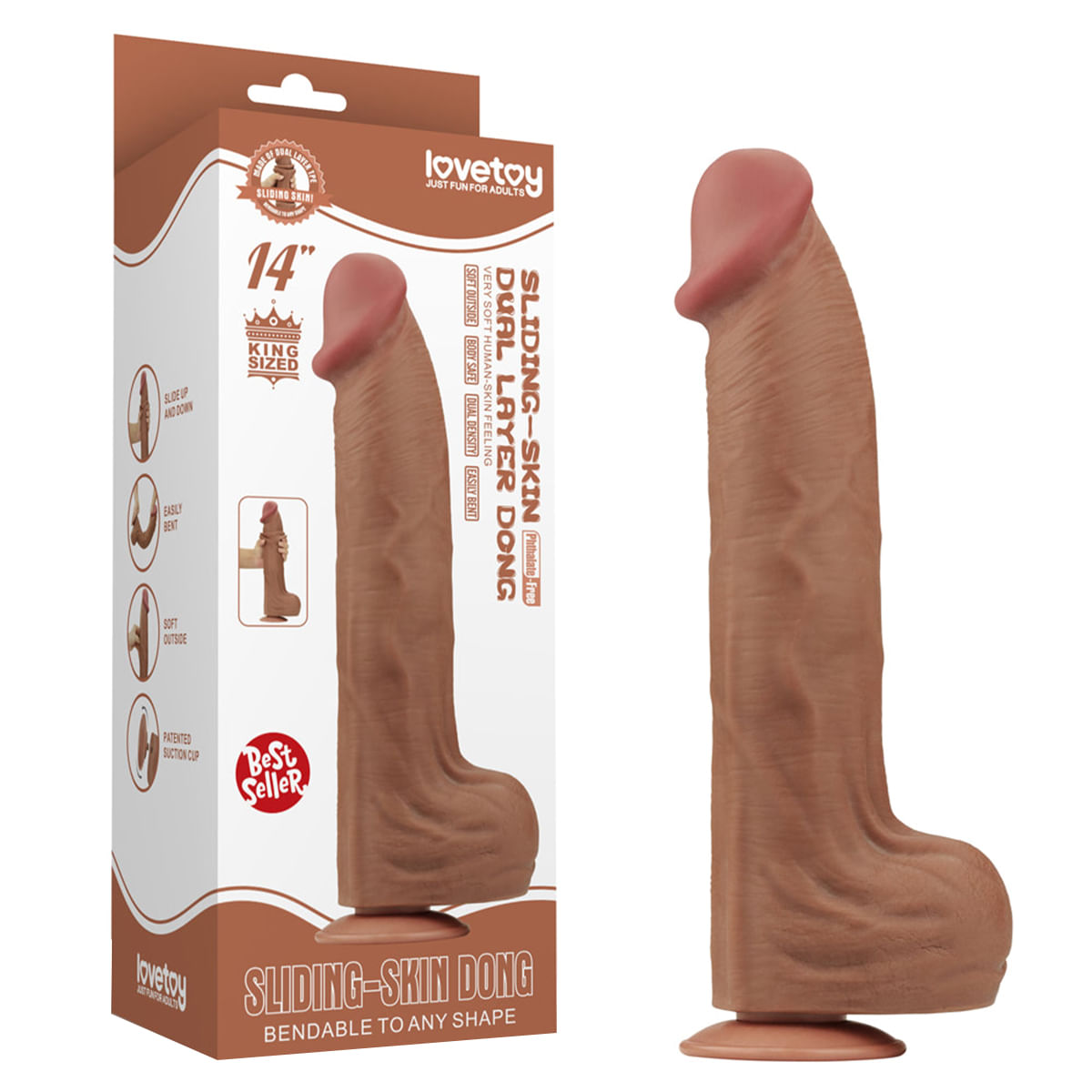 King Sized Sliding Skin Dual Layer Dong Pênis Realístico 36x6,6cm Vip Mix