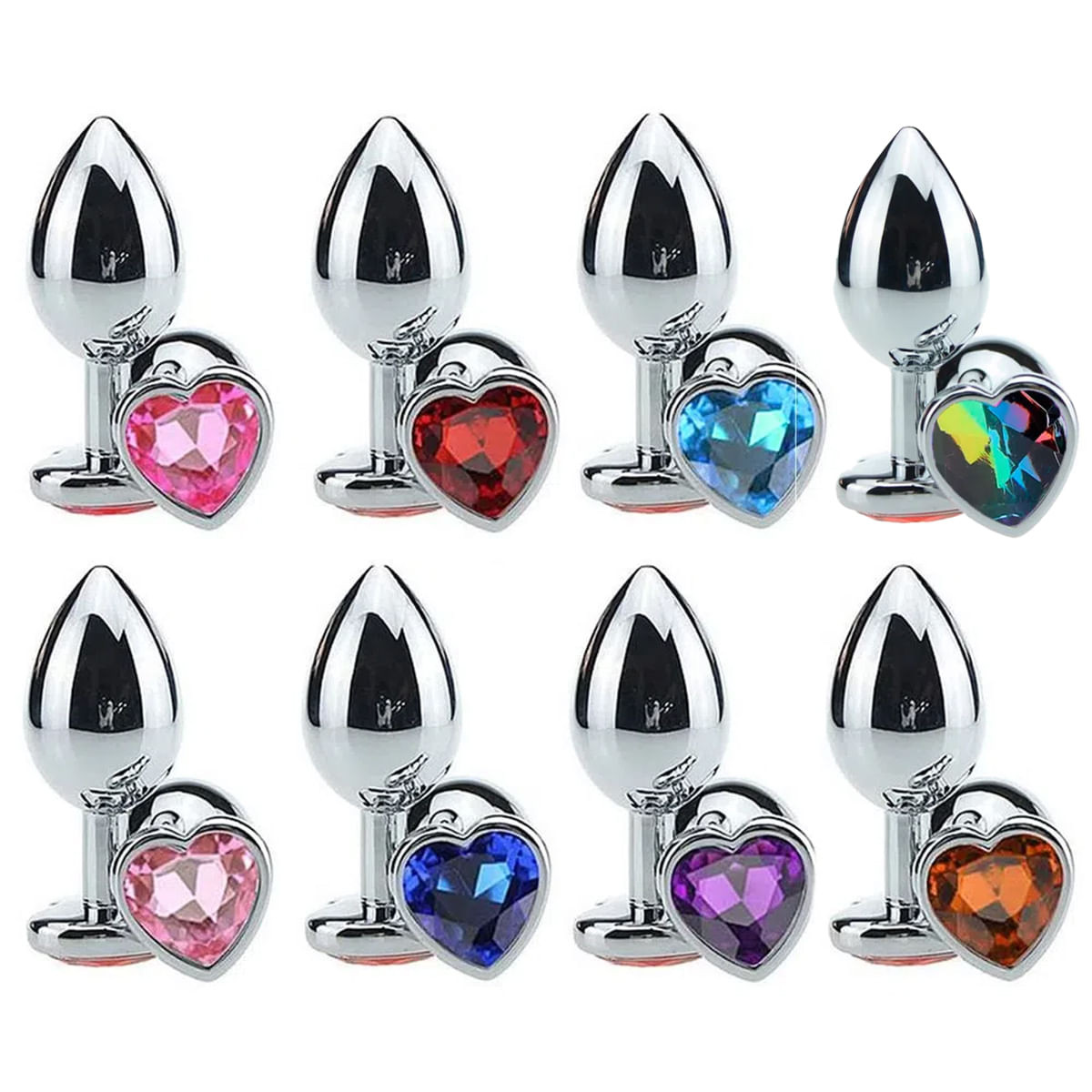 Plug Anal de Aço com Cristal Formato Coração Tamanho G Sexy Import