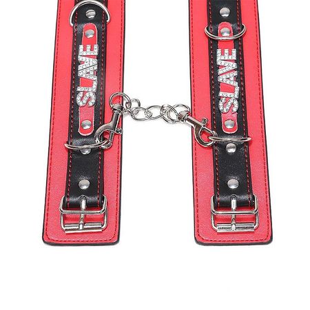 Slave Algema com Corrente e Fivelas em Couro Luxo Sexy Import