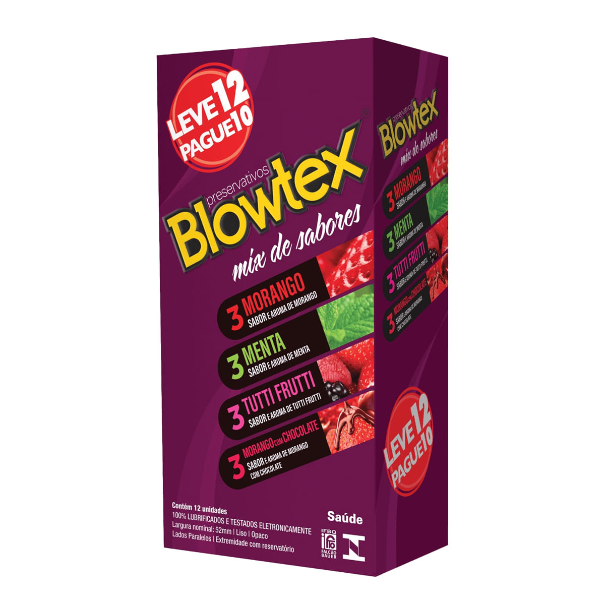 Preservativo Mix de Sabores Leve 12 Pague 10 Blowrtex