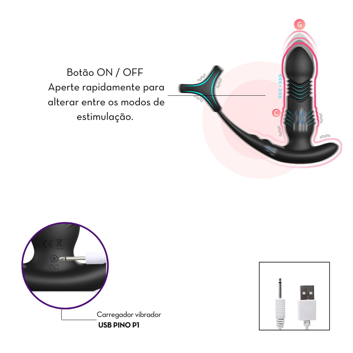 Massageador de Próstata por Aplicativo com 9 Modos de Vibração Me Ame Sex Toys