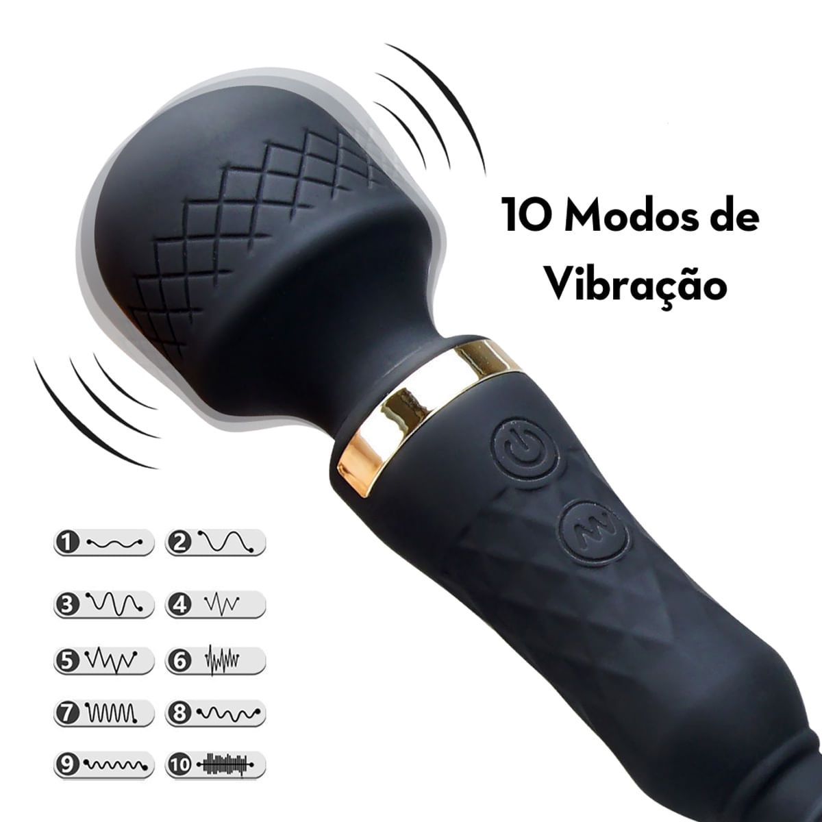 Massageador Varinha Mágica Duplo com 10 Modos de Vibração Me Ame Sex Toys