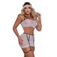 Conjunto Empregadinha em Tule com Cinta Liga Tallyta Moda Apimentada