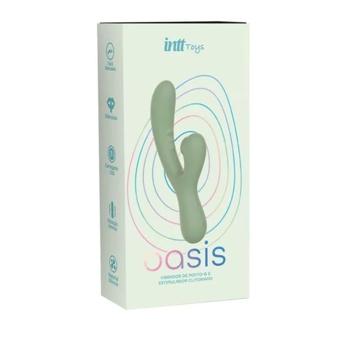 Oasis Vibrador Ponto G com Estimulador Clitoriano e 10 Modos de Vibração Linha Wellness Intt