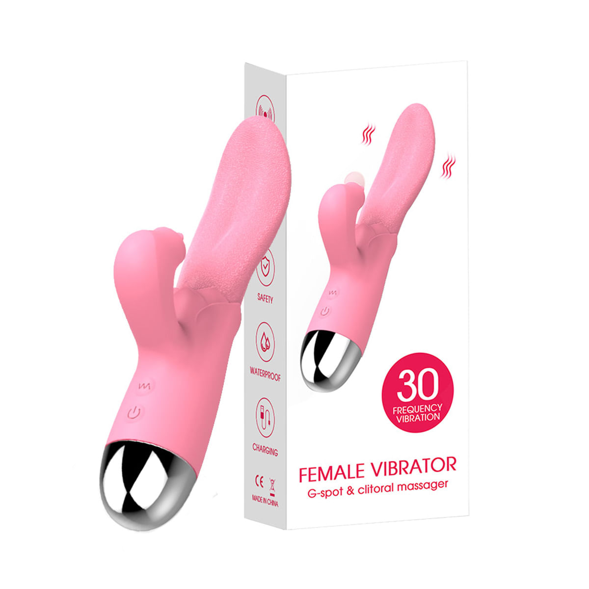 Vibrador Rabbit Ponto G em Formato de Língua com 30 Modos de Vibração Vip Mix