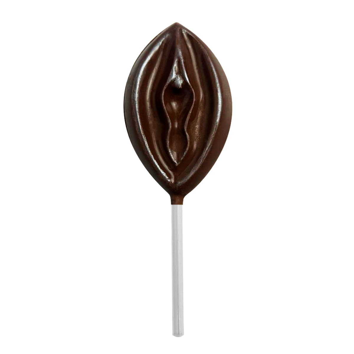 Pirulito de Chocolate em Formato de Vagina Texturizada com Glitter Miess Pirulito de Chocolate em Formato de Vagina Texturizada com Glitter Miess